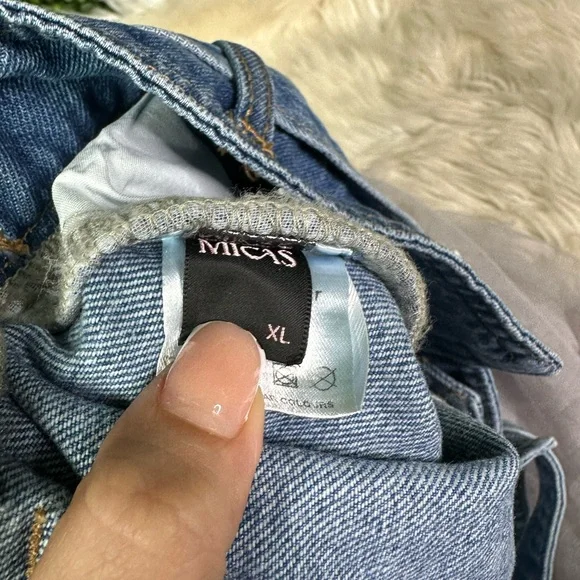 Nwt Micas Denim Mesh Patchwork High Waist denim and tulle Skirt - Picture 16 of 17